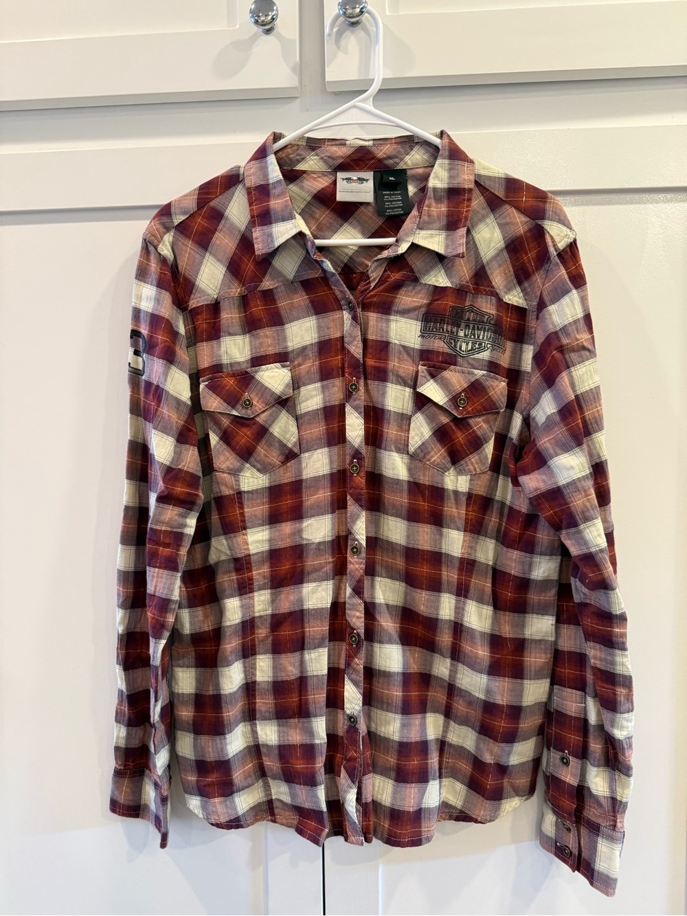 Harley-Davidson Women’s XL Plaid Shirt 2014 Logo Graphic Moto Biker Western